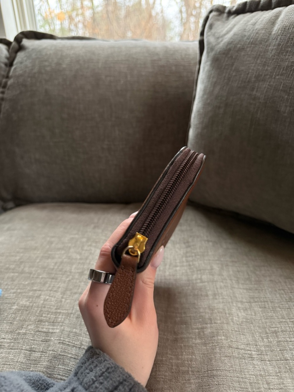 Burberry Brown Leather Zip Around Continental Wallet Large Logo - Picture 3 of 7